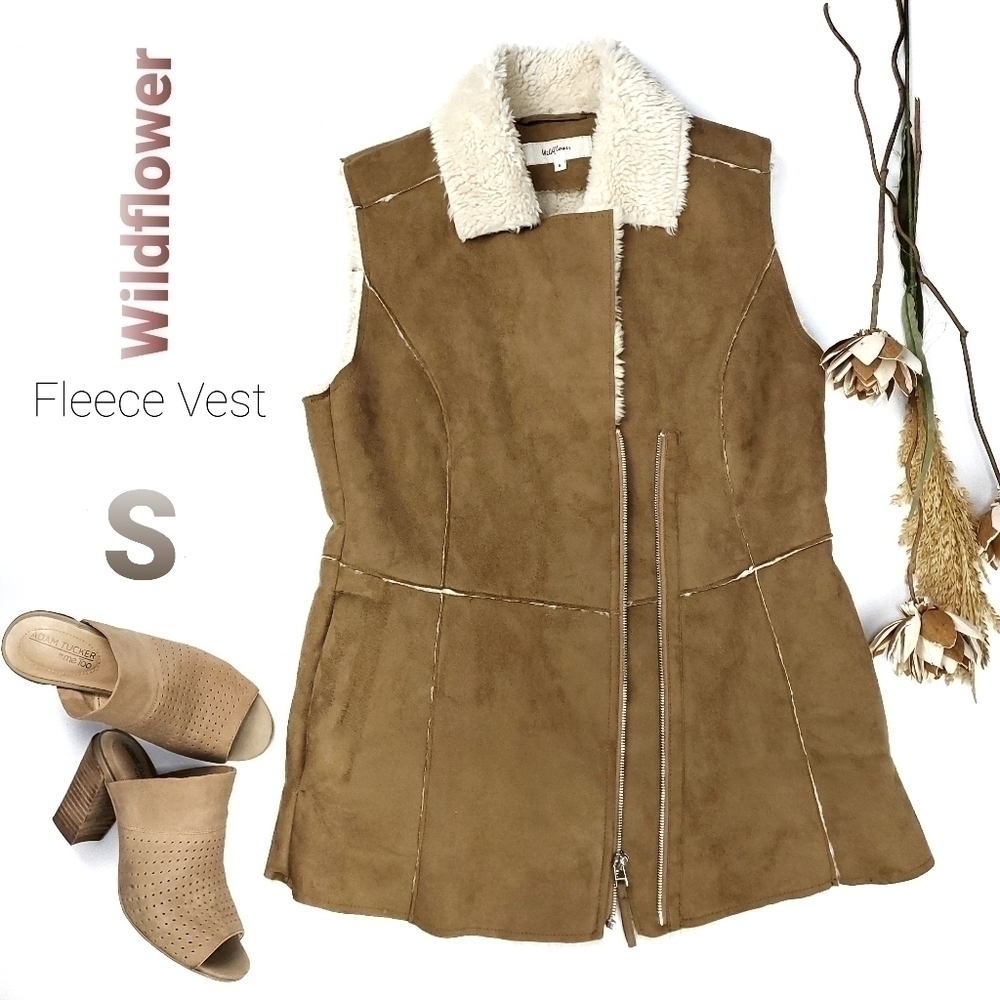 Wildflower Faux Fur Suede Zipper Fleece Ve…